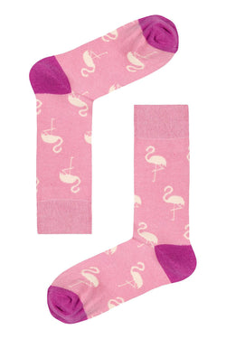 Drake & Hutch Pink 'Funky Flamingo' Unisex Crew Socks thumbnail 1