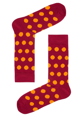 Drake & Hutch Red/Orange Polka Unisex Crew Socks thumbnail 1
