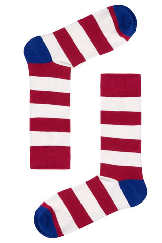 Drake & Hutch Red/White Candy Stripe Unisex Crew Socks