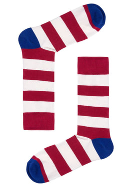 Drake & Hutch Red/White Candy Stripe Unisex Crew Socks thumbnail 1