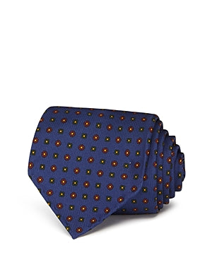 Drake's Floral Medallion Silk Classic Tie blue