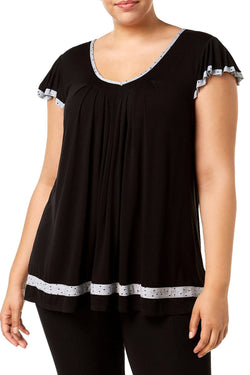 Ellen Tracy PLUS Yours To Love Short Sleeve Top in Black thumbnail 1