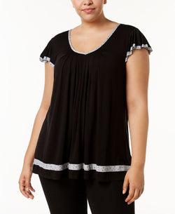 Ellen Tracy PLUS Yours To Love Short Sleeve Top in Black thumbnail 2