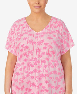 Ellen Tracy Wo Plus Short Sleeve Lounger Pink Novel thumbnail 3