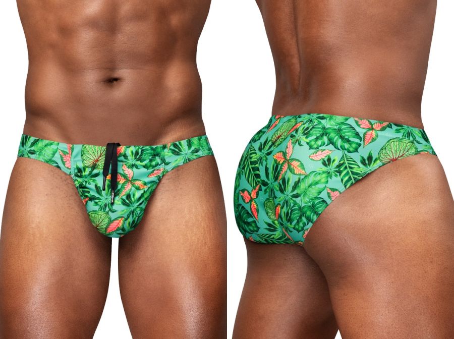 ErgoWear Men's active and swimwear EW1828 FEEL SW Swim Bikini Color Aqua-Leaves