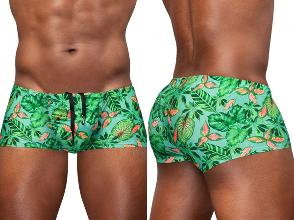 ErgoWear Men's active and swimwear EW1829 FEEL SW Swim Trunks Color Aqua-Leaves