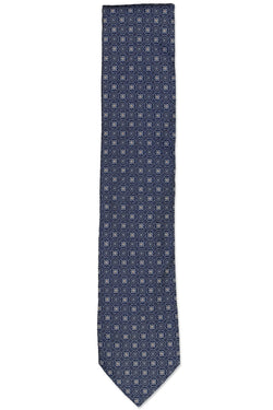 Eton Circles Medallion Neat Silk Classic Tie Dark Blue thumbnail 2