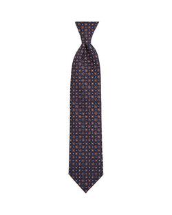 Eton Geometric Flower Pattern Classic Tie Blue/Brown thumbnail 2