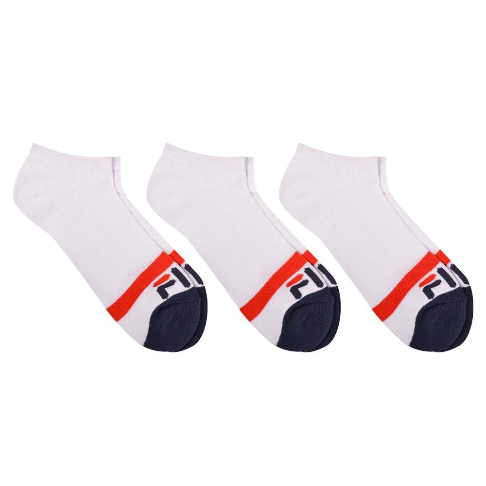 FILA USA Fila Men's 3-Pack Heritage Blocked Toe Low Cut Socks (White)