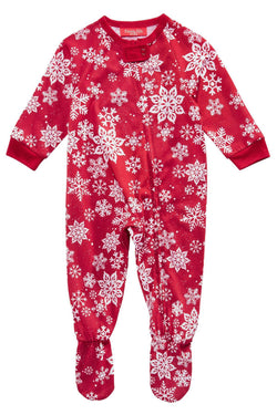 Family PJs BABY Red Snowflake Footed Onesie thumbnail 1