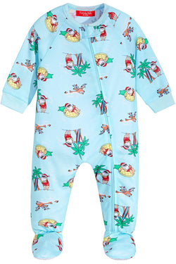 Family PJs BABY Tropical Santa Footed Pajamas thumbnail 1