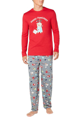 Family PJs Men Holiday Pajama Set in Happy Pawlidays thumbnail 1