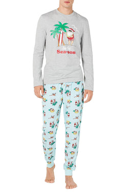 Family PJs Men Holiday Pajama Set in Tropical Santa thumbnail 1