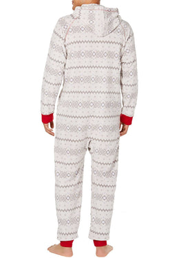 Family PJs Men Hooded Pajama Onesie in Winter Fairisle thumbnail 2