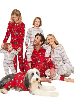 Family PJs Men Red Elf-Printed Hooded Pajama Onesie thumbnail 2
