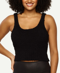 Felina Denali Cozy Cropped Knit Sleep Cami Black thumbnail 1