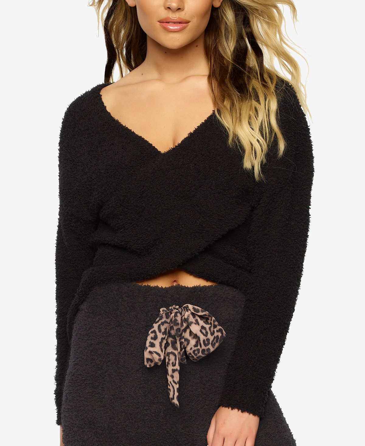 Felina Denali Cozy Knit Wrap Sweater Black