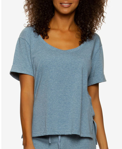 Felina Organic Cotton Scoop Neck Loungewear T-shirt Sky