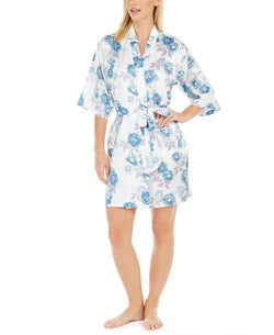 Flora By Flora Nikrooz Brenna Printed Wrap Robe Ivory thumbnail 1