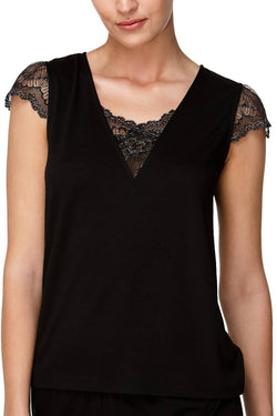 Flora by Flora Nikrooz Black Kat Lace-Trimmed Lounge Tee thumbnail 1