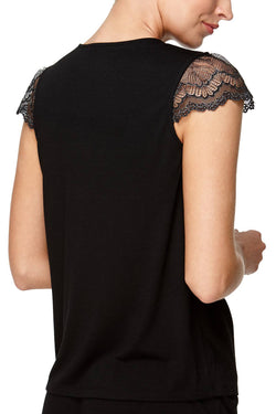 Flora by Flora Nikrooz Black Kat Lace-Trimmed Lounge Tee thumbnail 3