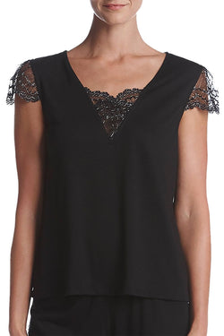Flora by Flora Nikrooz Black Kat Lace-Trimmed Lounge Tee thumbnail 2