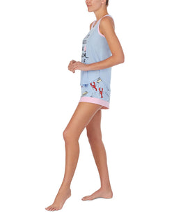 Friends Watching Tank Top & Shorts Pajama Set Blue thumbnail 2