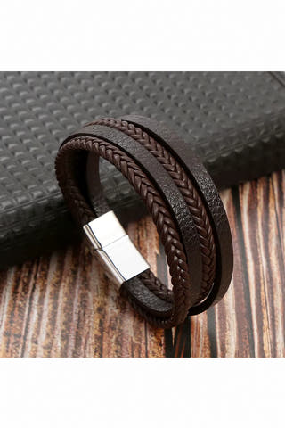 Frontier Ridge Men’s Brown Multi-Strand Leather Bracelet