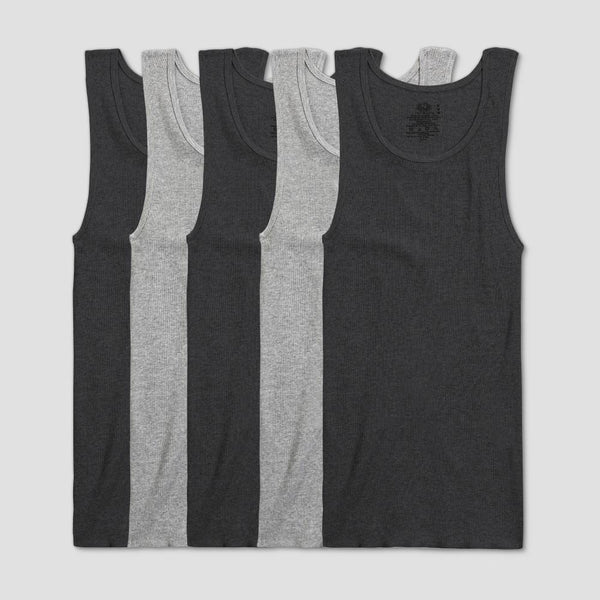 Fruit of the Loom Grey Black 5-Pack Shirts
