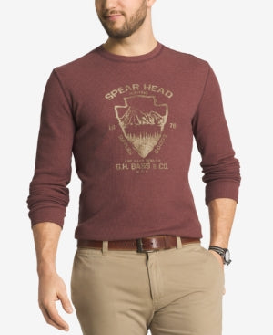 G.h. Bass & Co. New Red Heather Thermal Graphic Tee Burgundy