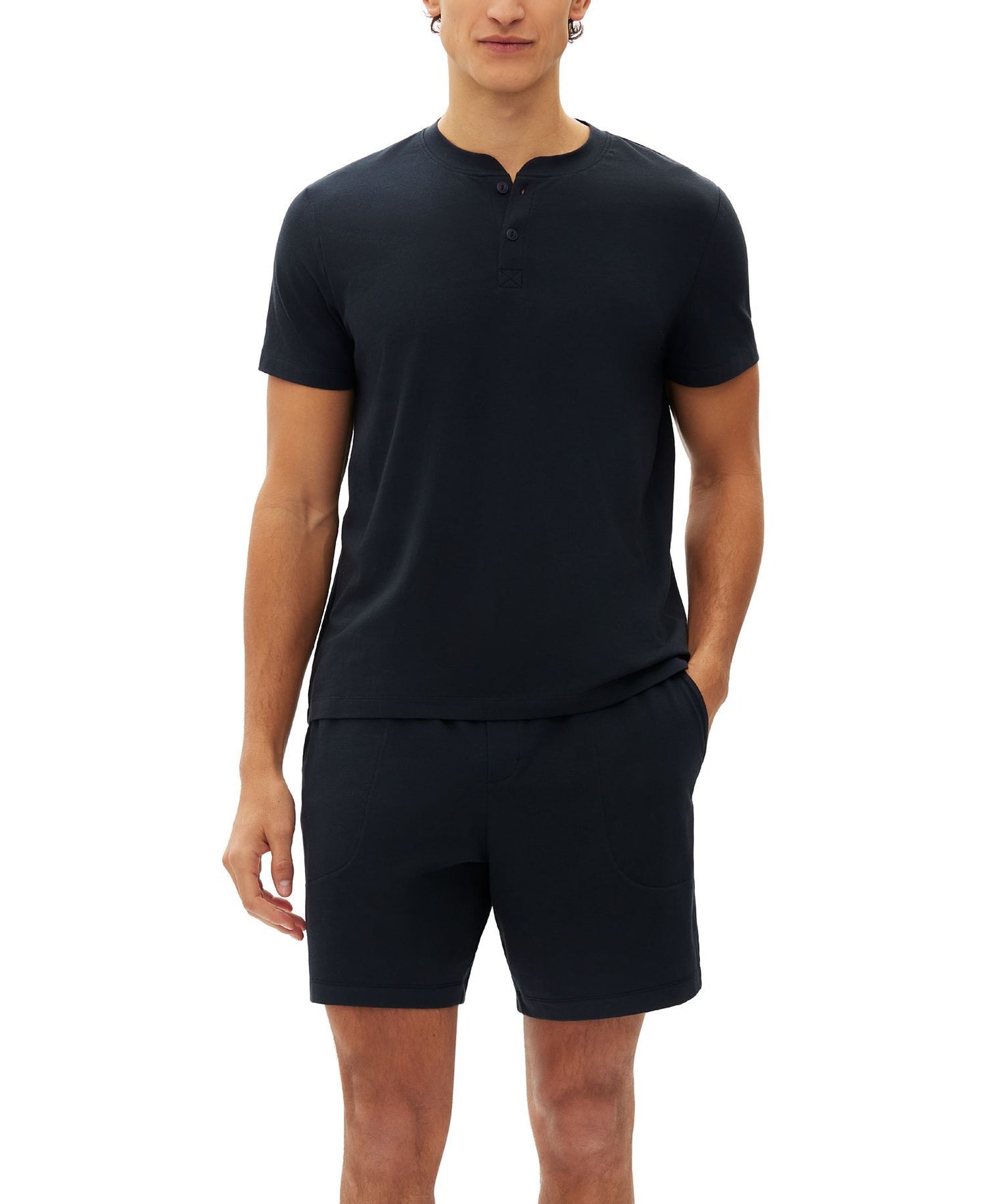 GAP 2-Pc. Heathered Henley Shirt & Shorts Pajama Set