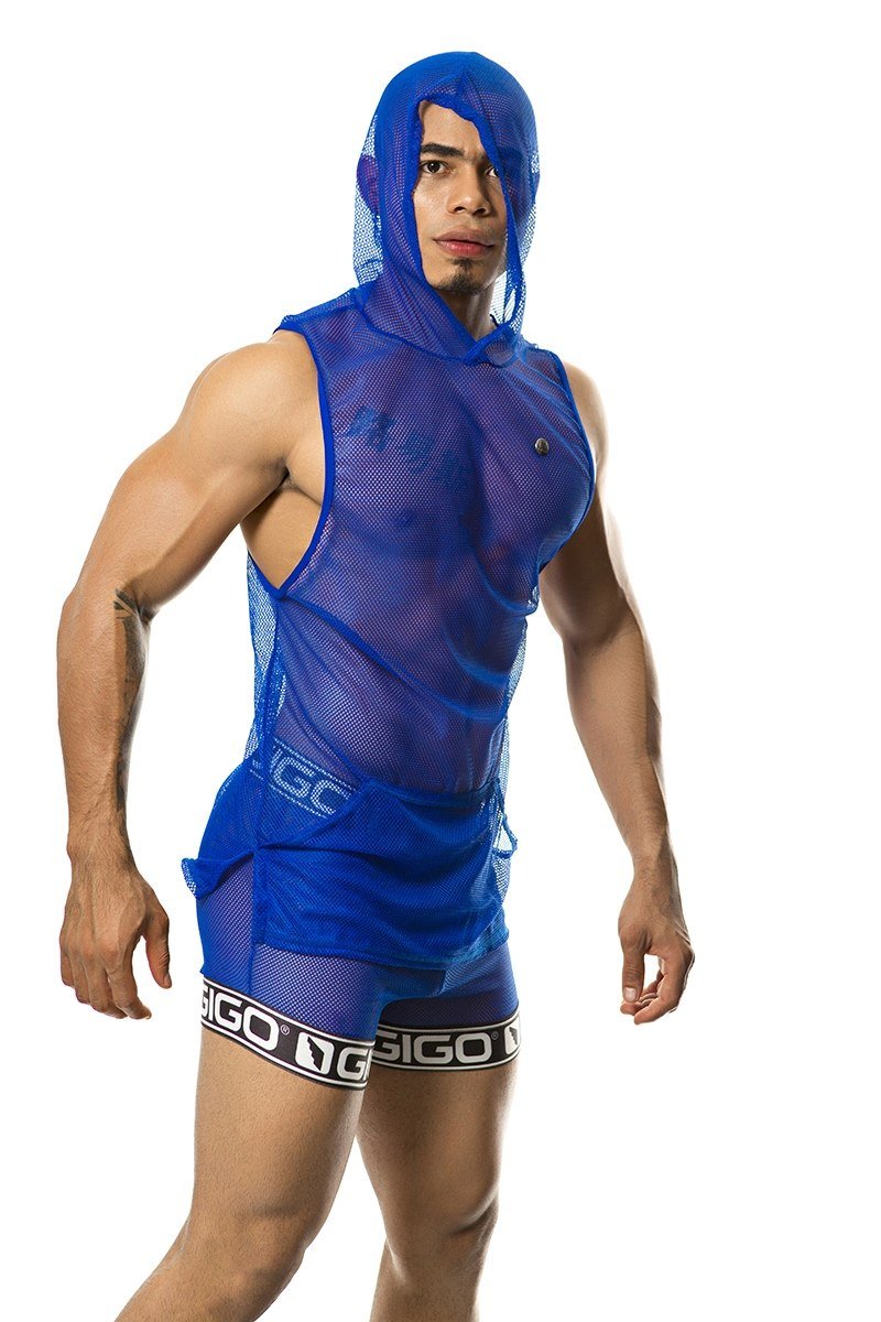 GIGO Temptation Blue Hoody Muscle Top