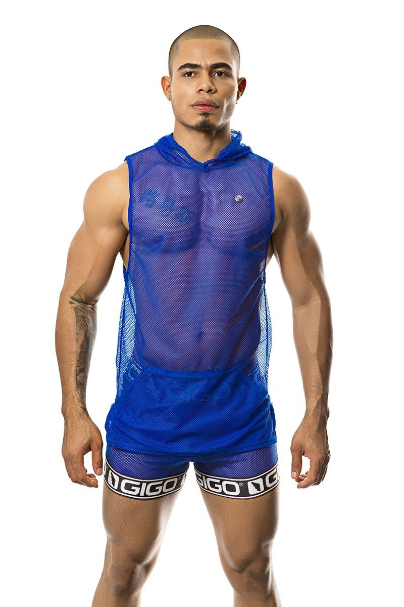 GIGO Temptation Blue Hoody Muscle Top