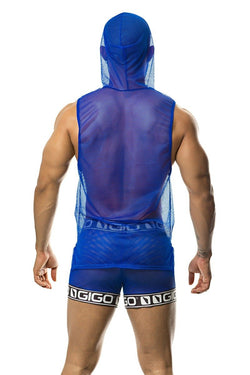 GIGO Temptation Blue Hoody Muscle Top thumbnail 3