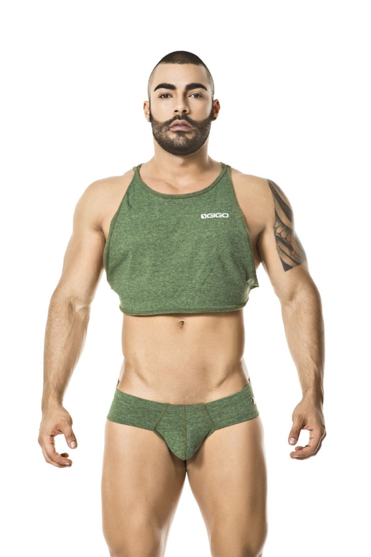 Gigo Green Greek Crop Top