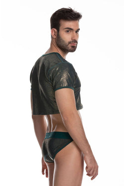 Gigo Green Sheer Crop Top thumbnail 2