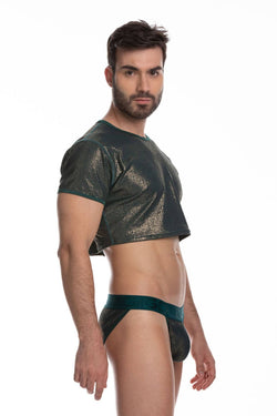 Gigo Green Sheer Crop Top thumbnail 1