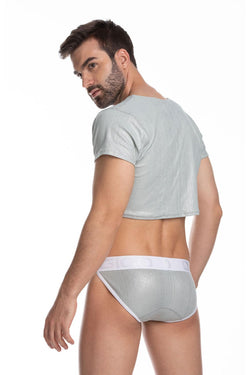 Gigo Silver Sheer Crop Top thumbnail 2