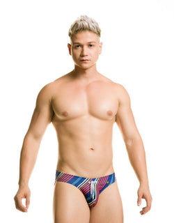 Gigo Streak swim brief striped navy thumbnail 1