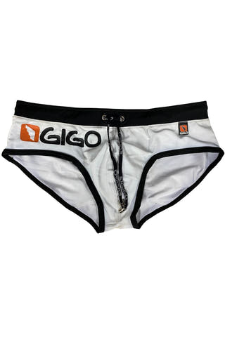 Gigo White Logo Swim Brief
