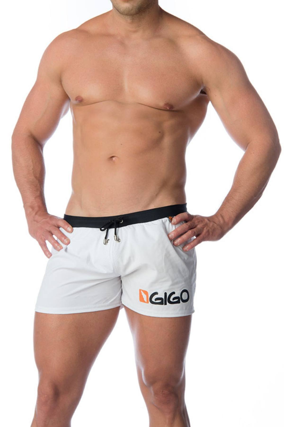 Gigo White Logo Swim Short