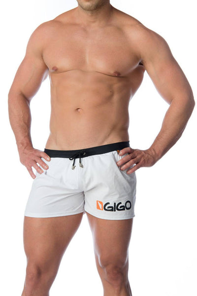 Gigo White Logo Swim Short
