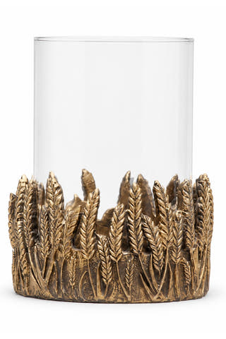 Give Thanks Gold Wheat Small Candle Holder