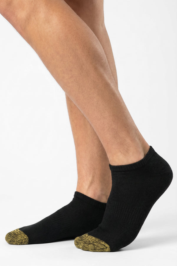 Gold Toe Men’s Black No-Show Socks with Signature Gold Toe