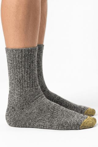 GoldToe Gray Heathered Socks with Yellow Toe - GOL-CGV2