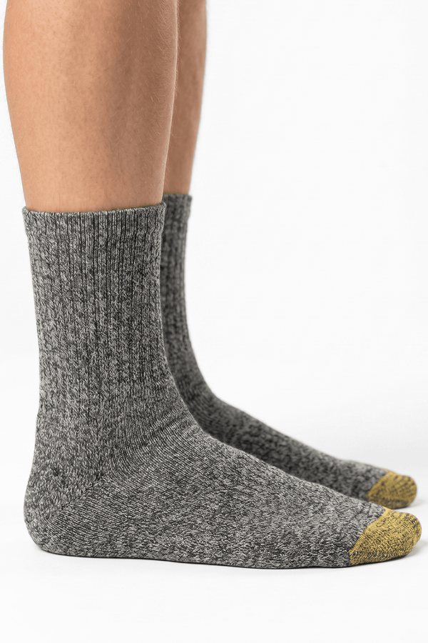 GoldToe Gray Heathered Socks with Yellow Toe - GOL-CGV2