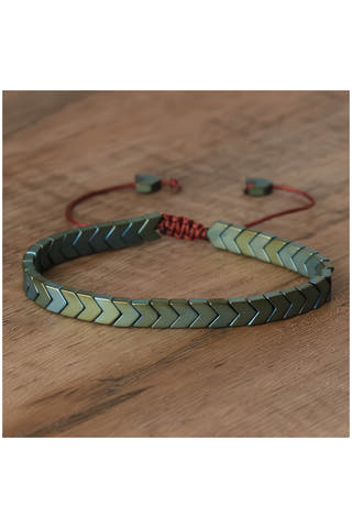 Green Hematite Chevron Slider Bracelet