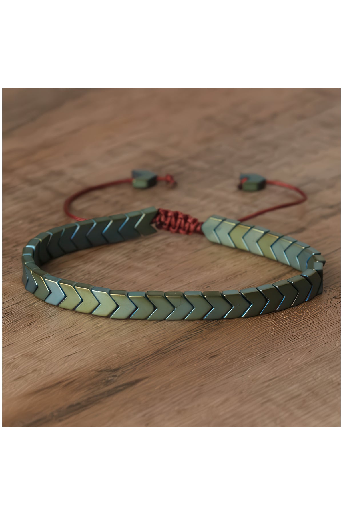 Green Hematite Chevron Slider Bracelet