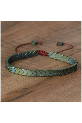 Green Hematite Chevron Slider Bracelet