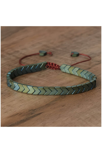 Green Hematite Chevron Slider Bracelet